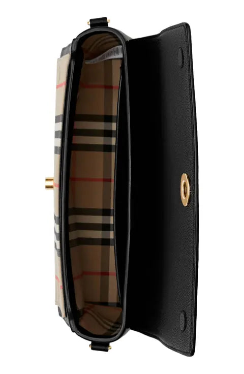Burberry Note Leather & Vintage Check Crossbody Bag