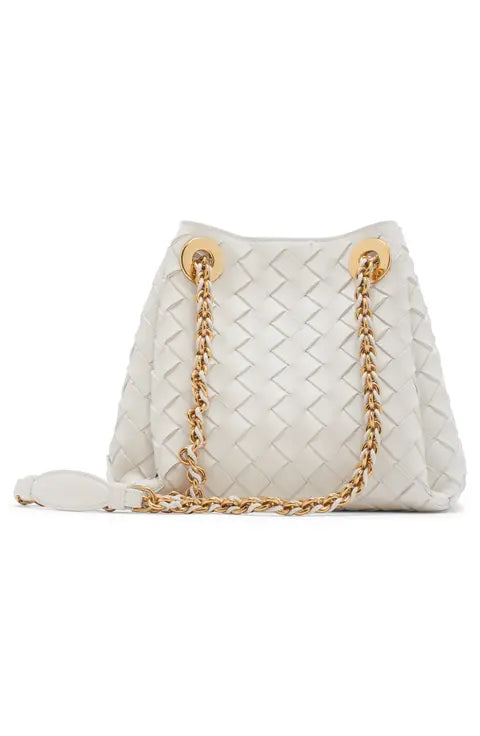 Bottega Veneta Small Parachute Chain Intrecciato Leather Shoulder Bag